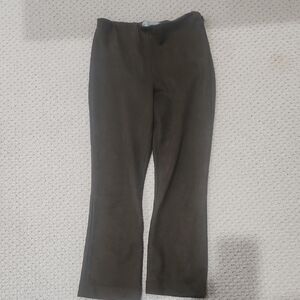 Tuckernuck Olive Green Faux Suede Stretchy Flared Cropped Pants. No pockets.